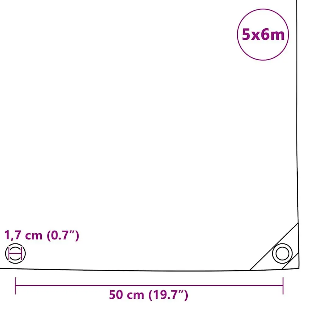 Heavy-Duty Tarpaulin 5x6 m Grey Waterproof Cover for Garden Furniture
