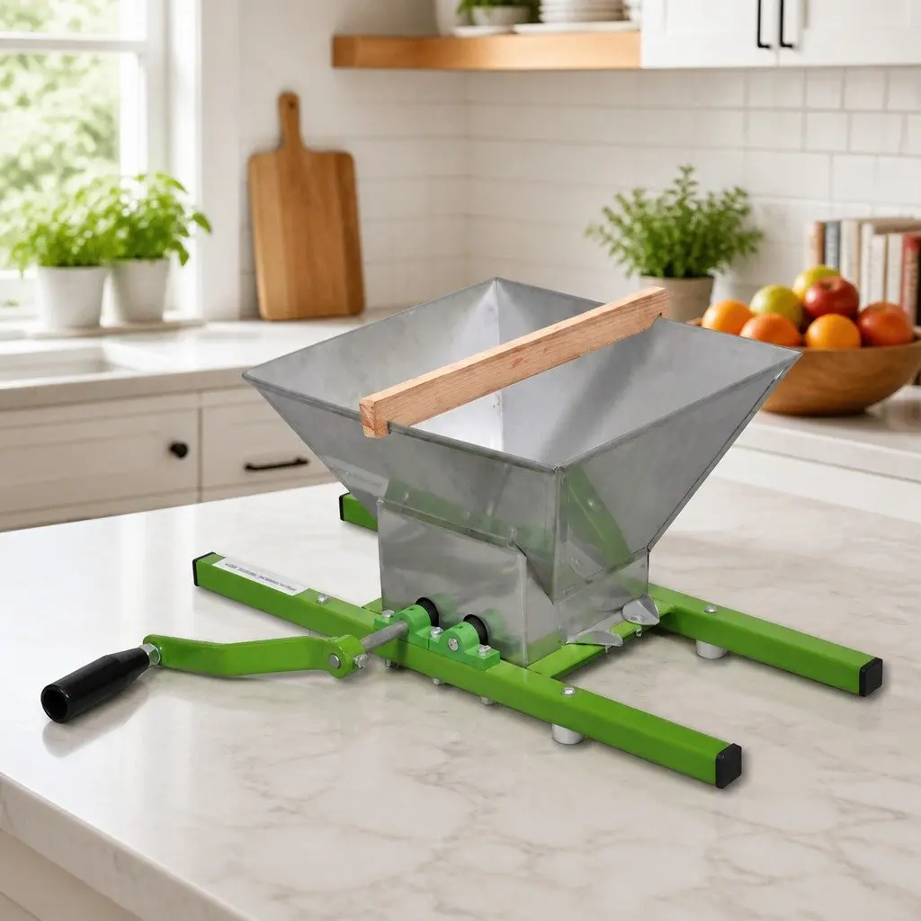 Fruit Crusher 7L Black Manual Hand Crank Homemade Wine Making Apple Pear Peach