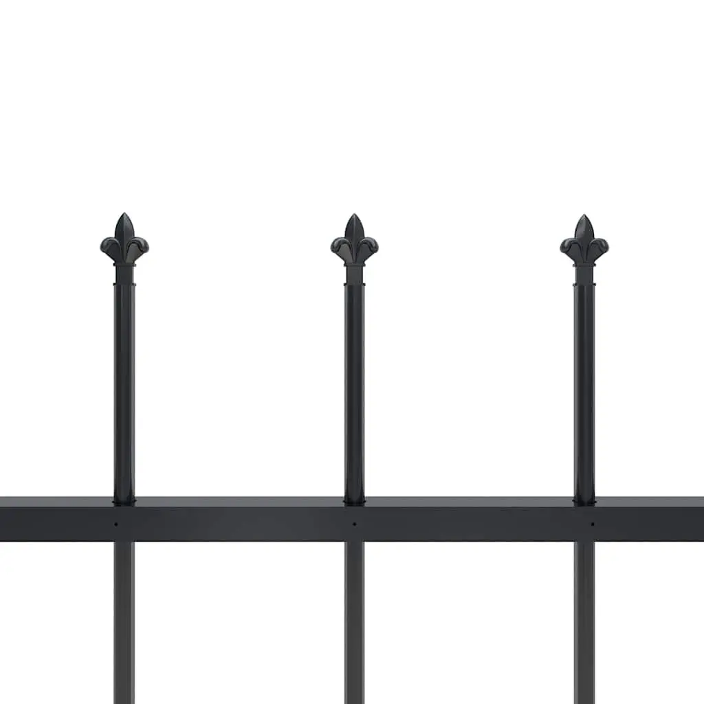 Garden Fence Panel Decorative Outdoor 181x150 cm Black Steel Posts