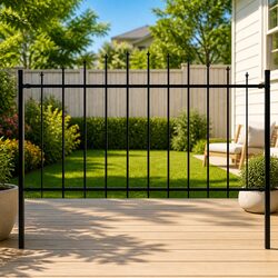 Reliable Black Steel Fence Panel 170x150 cm for Your Garden