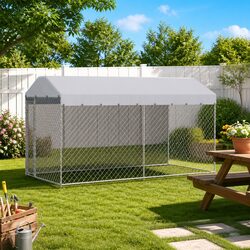 Reliable Large Dog Kennel with Safe Canopy Top
