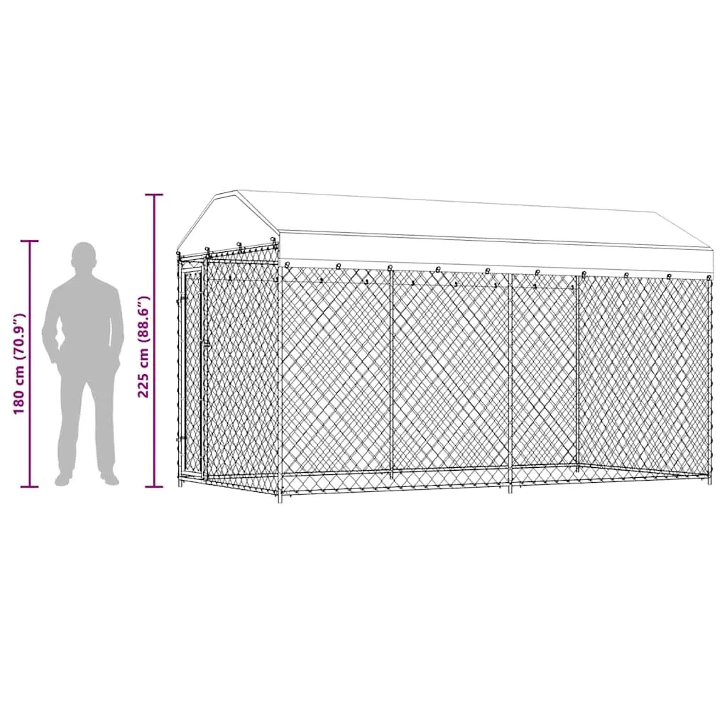 Large Dog Kennel Run Exercise Pen 382 x 192 x 225 cm Silver