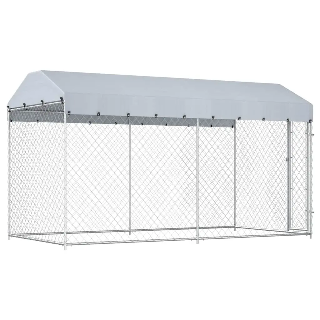 Large Dog Kennel Run Exercise Pen 382 x 192 x 225 cm Silver