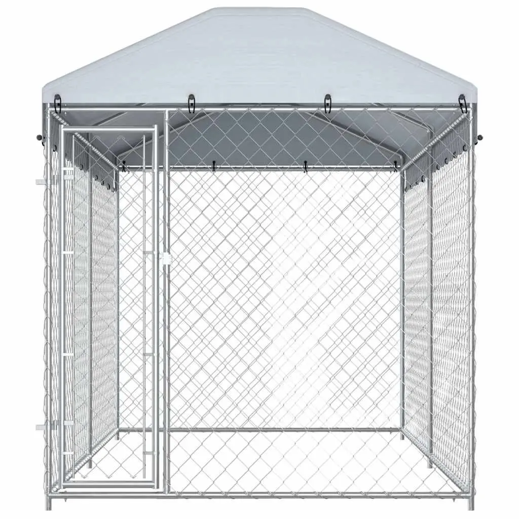 Large Dog Kennel Run Exercise Pen 382 x 192 x 225 cm Silver