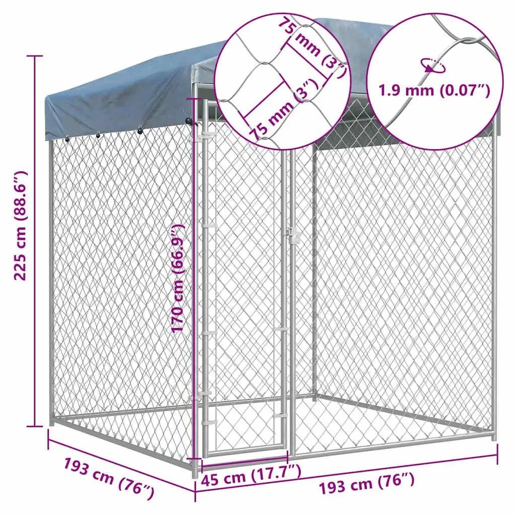 Dog Kennel Outdoor Pet Run Playpen 193x193x225cm Silver