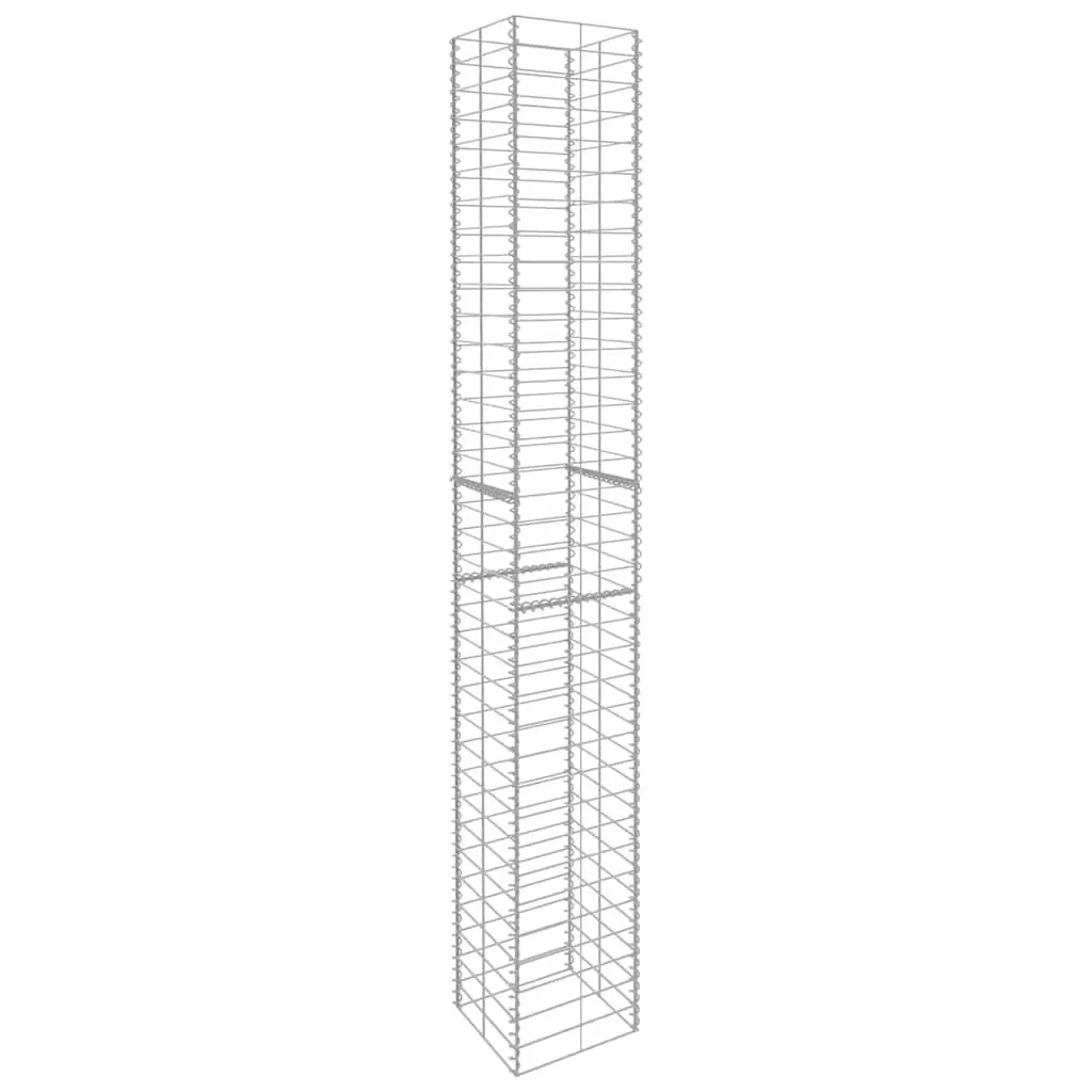 Gabion Baskets 3 Piece Retaining Wall Fencing 25x25x197cm Galvanised Steel Silver