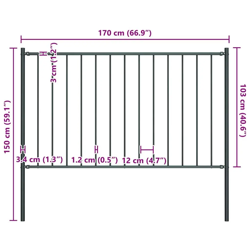 Steel Fence Panel Garden Partition 1.7 x 1 m Anthracite
