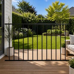 Fence Panel Steel Garden Barrier 1.7 x 1 m Black Outdoor Weather Resistant