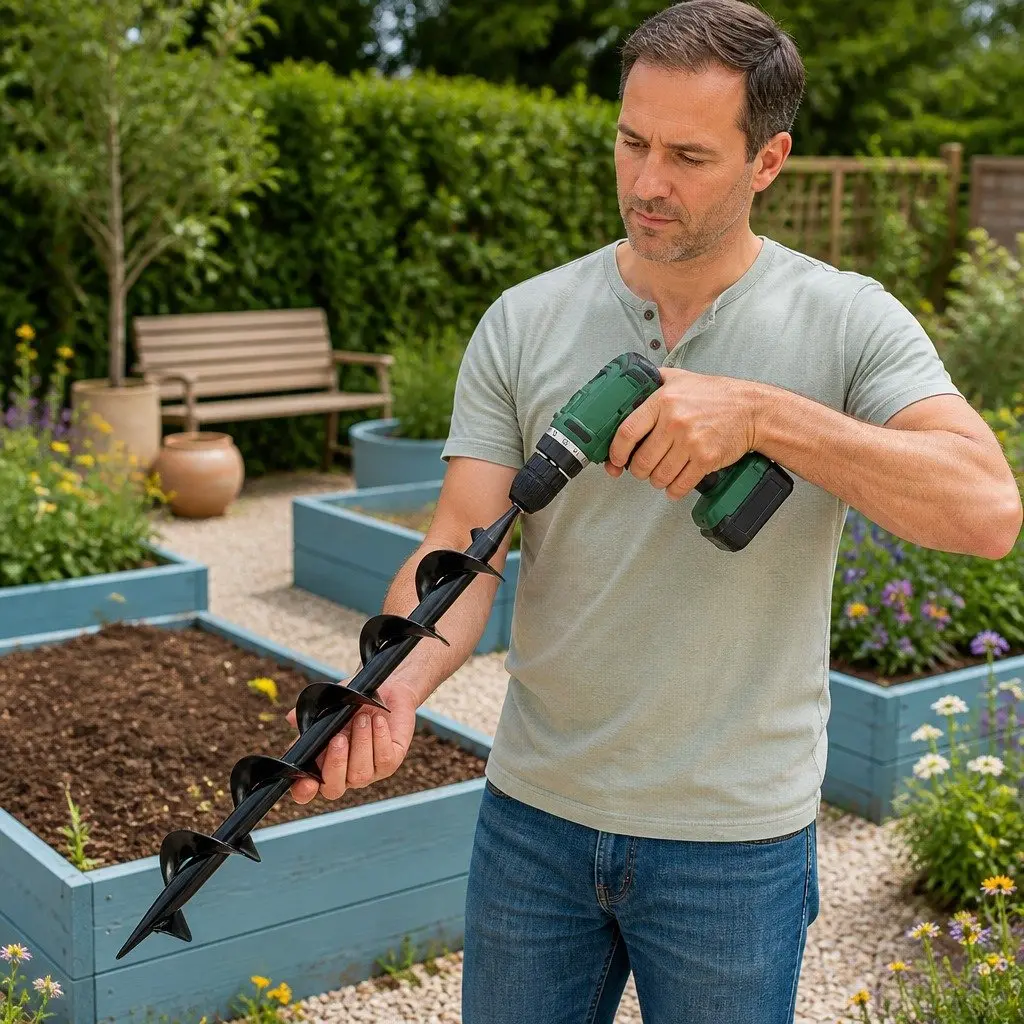 Auger Drill Bit Steel 75mm Digging Diameter 600mm Length Garden Post Fence