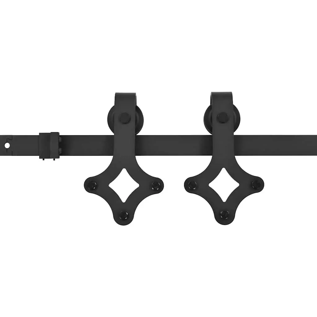 Sliding Door Hardware Kit Barn Door 183cm Steel Rails Rollers Black