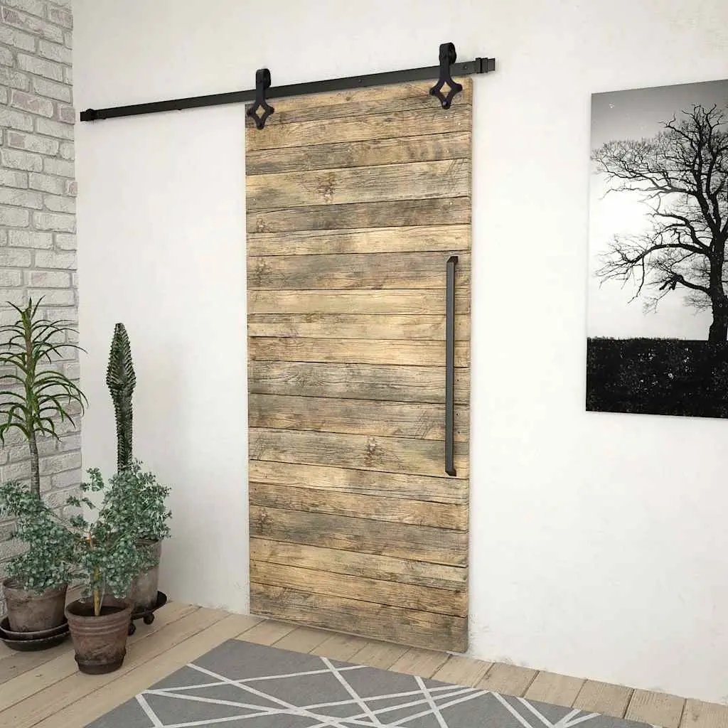 Sliding Door Hardware Kit Barn Door 183cm Steel Rails Rollers Black