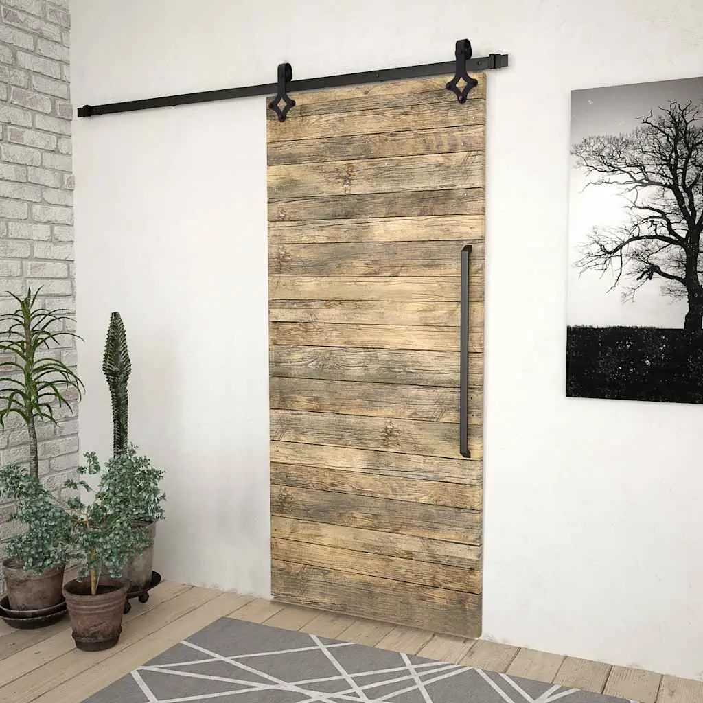 Sliding Door Hardware Kit Barn Door System 200cm Track Rail Black