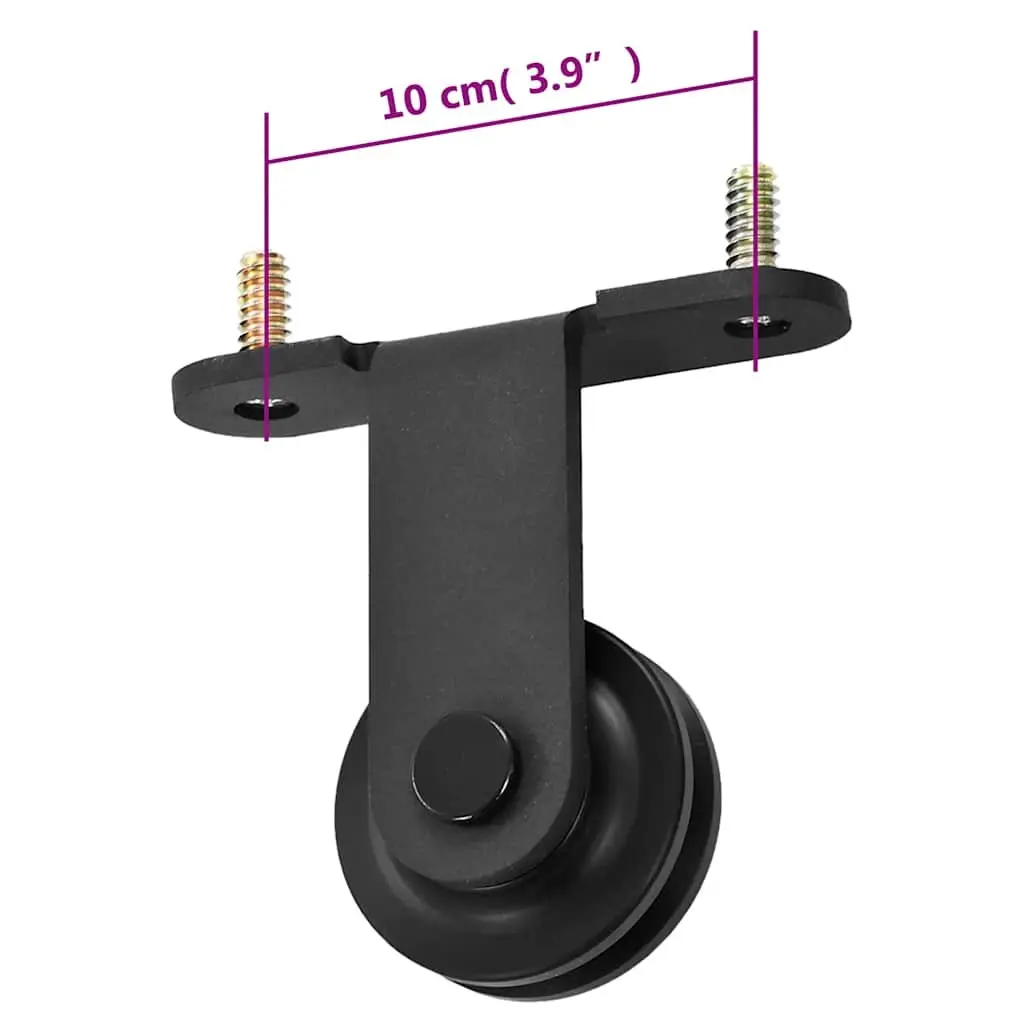 Sliding Door Hardware Kit Indoor Use 183cm Track Rail System Steel Black