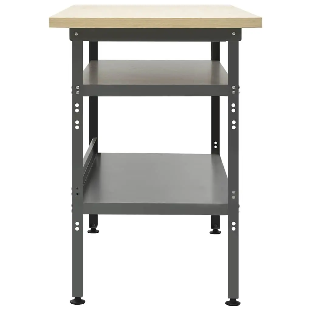 Heavy-Duty Workbench Grey 120x60x85cm Steel Storage Shelves for Garage Workshop