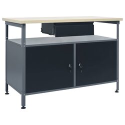 Dependable Workbench with Lockable Cabinets 120x60x85cm Black
