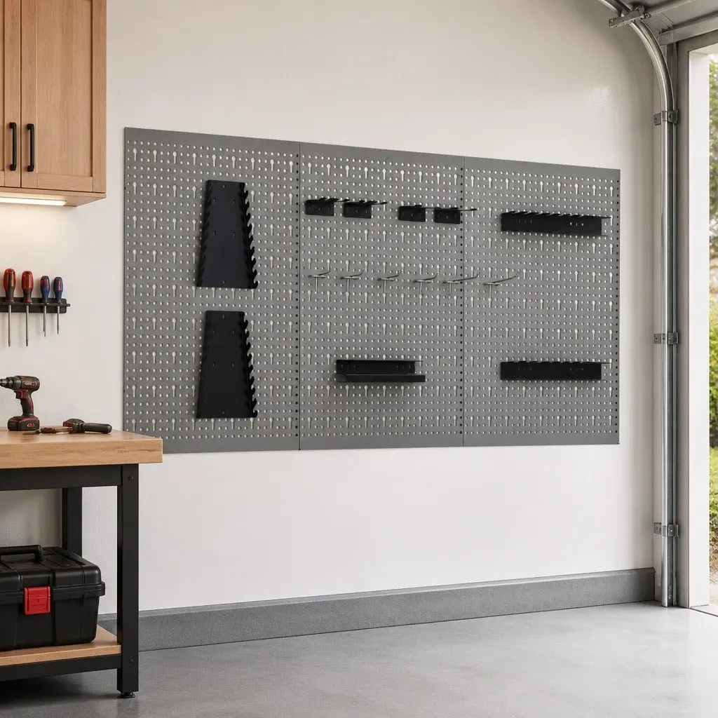 Wall-mounted Tool Pegboards Organisation 40x58 cm Grey Steel 3 Piece