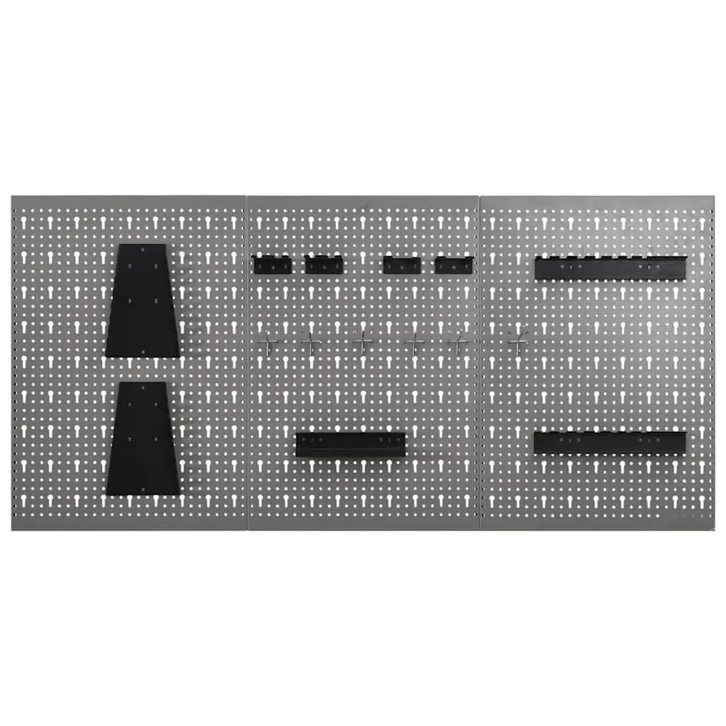 Wall-mounted Tool Pegboards Organisation 40x58 cm Grey Steel 3 Piece