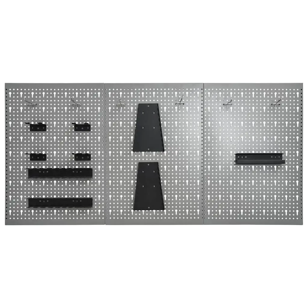 Wall-mounted Tool Pegboards Organisation 40x58 cm Grey Steel 3 Piece