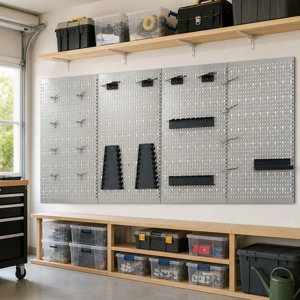 Wall-mounted Peg Boards Tool Storage 40x58 cm Steel Grey 4 Piece