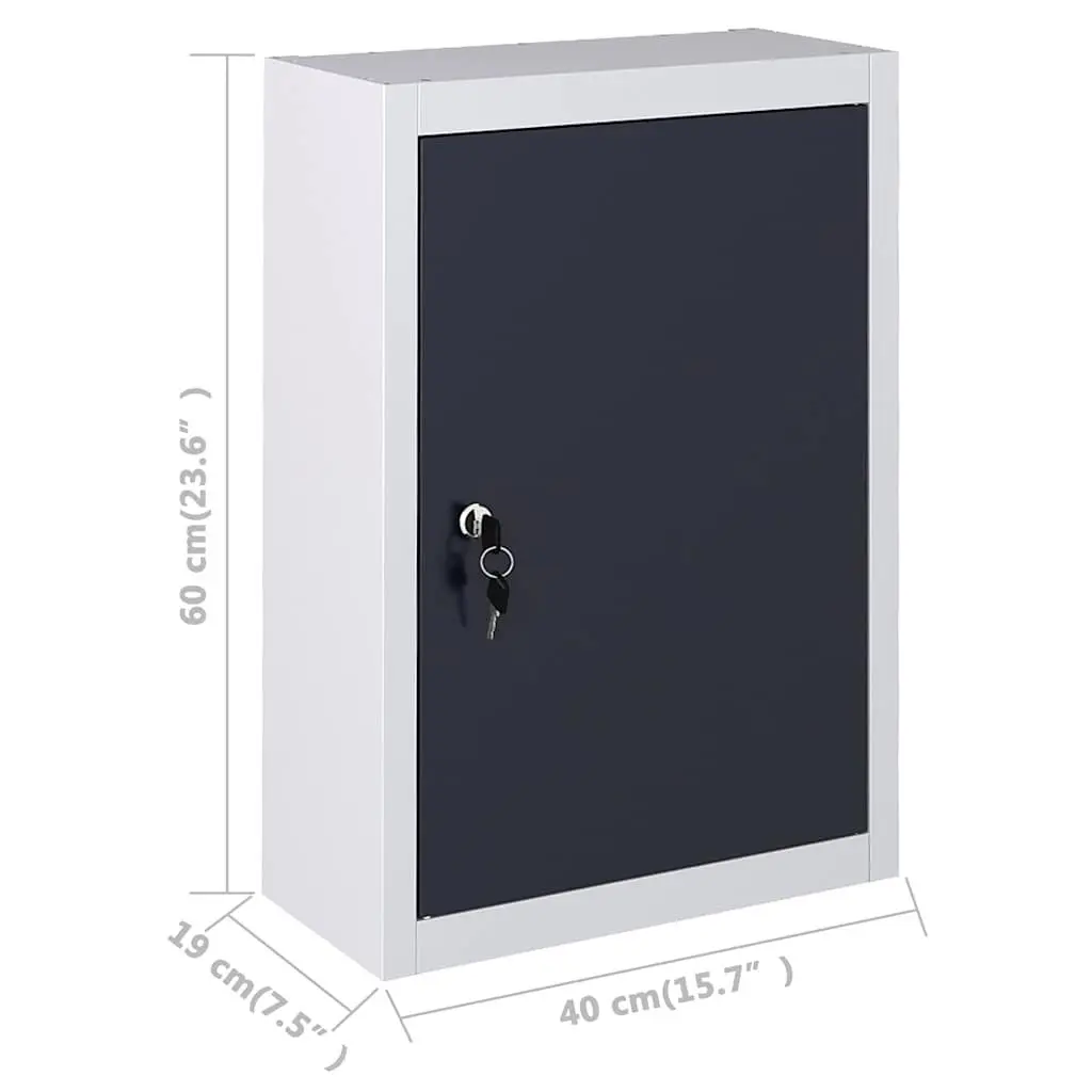 Wall Mounted Tool Cabinet Storage Organiser Metal Grey Industrial Style