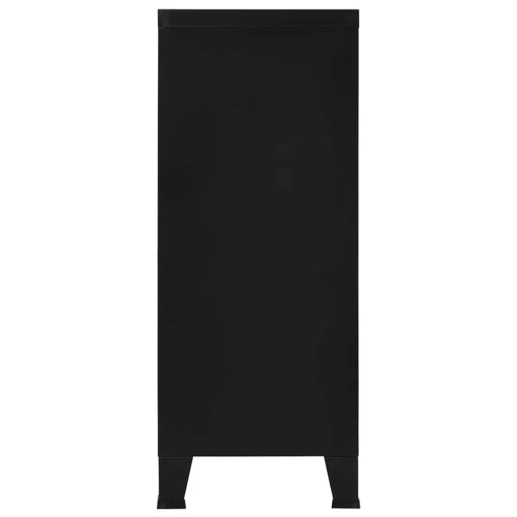 Industrial Storage Chest Office Organiser 2 Shelves Black Steel