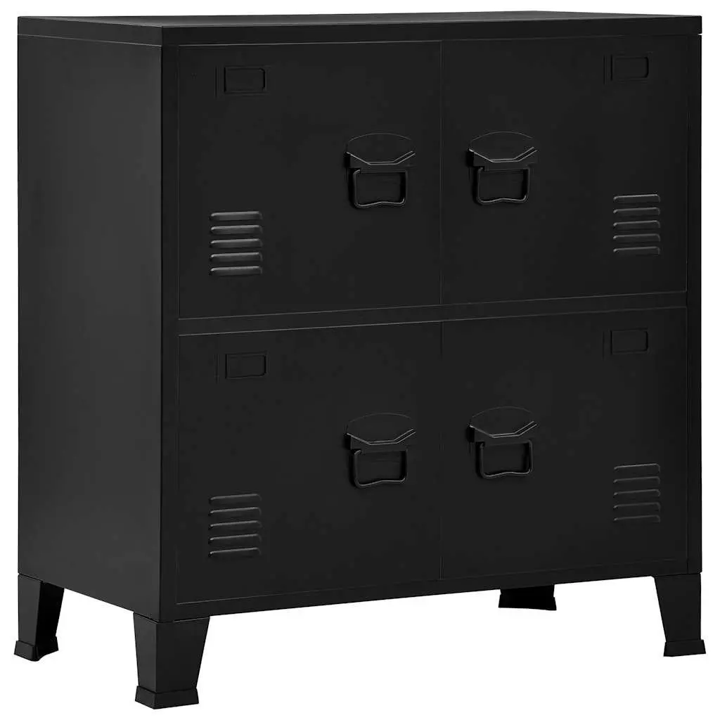 Industrial Storage Chest Organiser 75 x 40 x 80 cm Black Steel Furniture Cabinet with Shelves