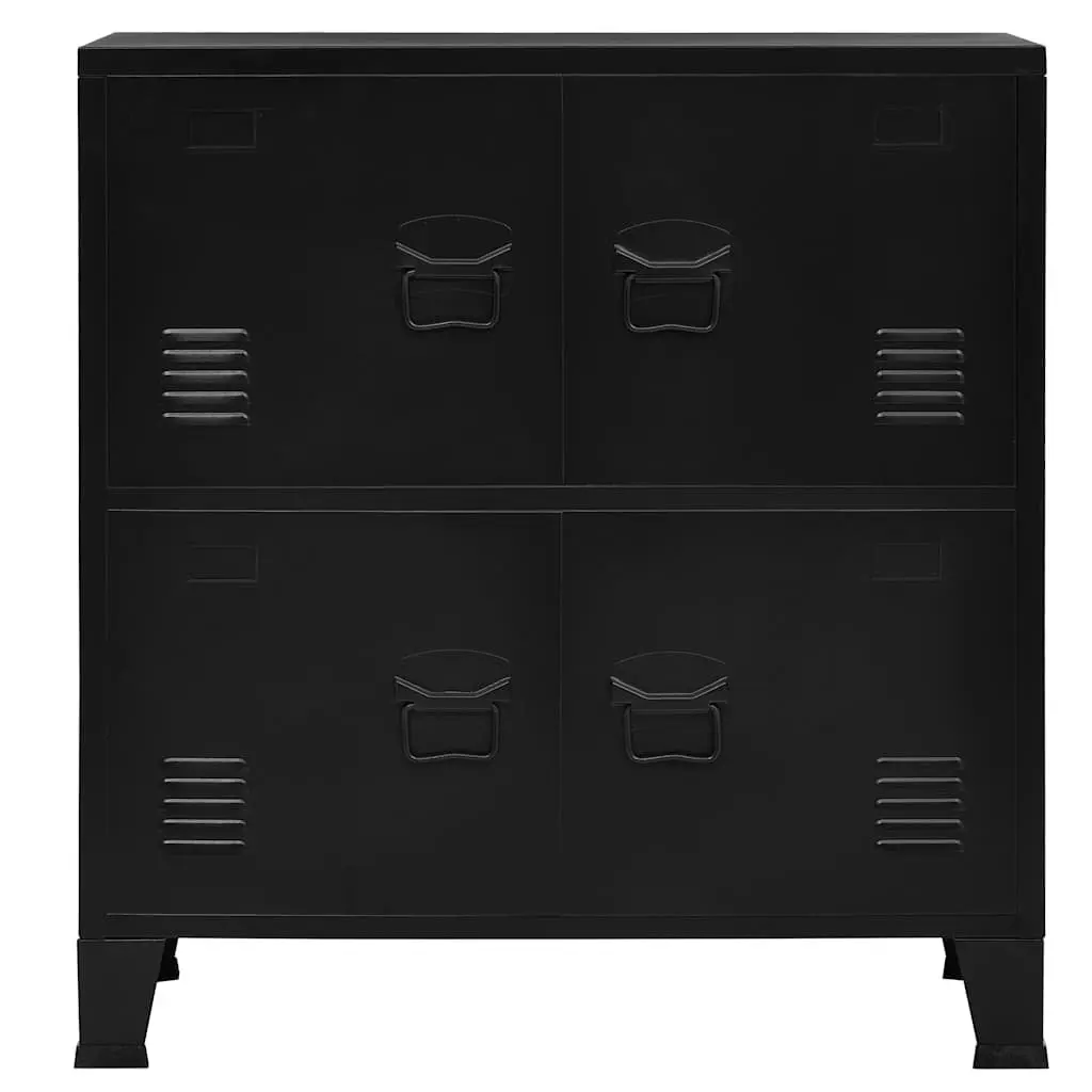 Industrial Storage Chest Organiser 75 x 40 x 80 cm Black Steel Furniture Cabinet with Shelves