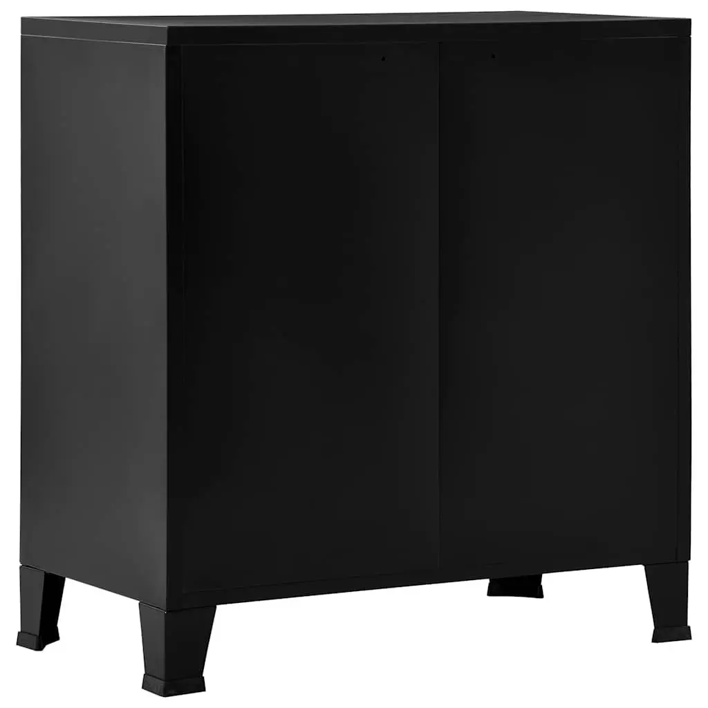 Industrial Storage Chest Organiser 75 x 40 x 80 cm Black Steel Furniture Cabinet with Shelves