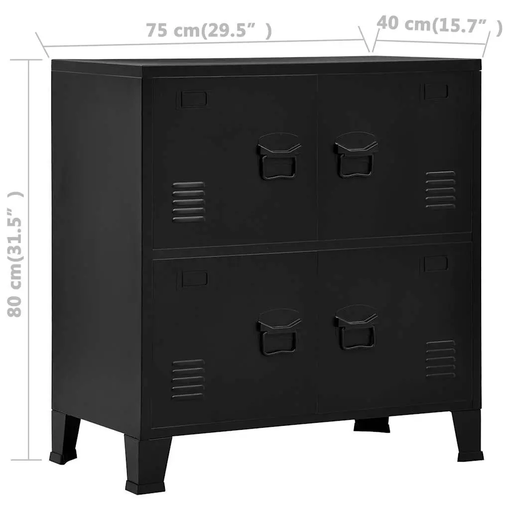 Industrial Storage Chest Organiser 75 x 40 x 80 cm Black Steel Furniture Cabinet with Shelves