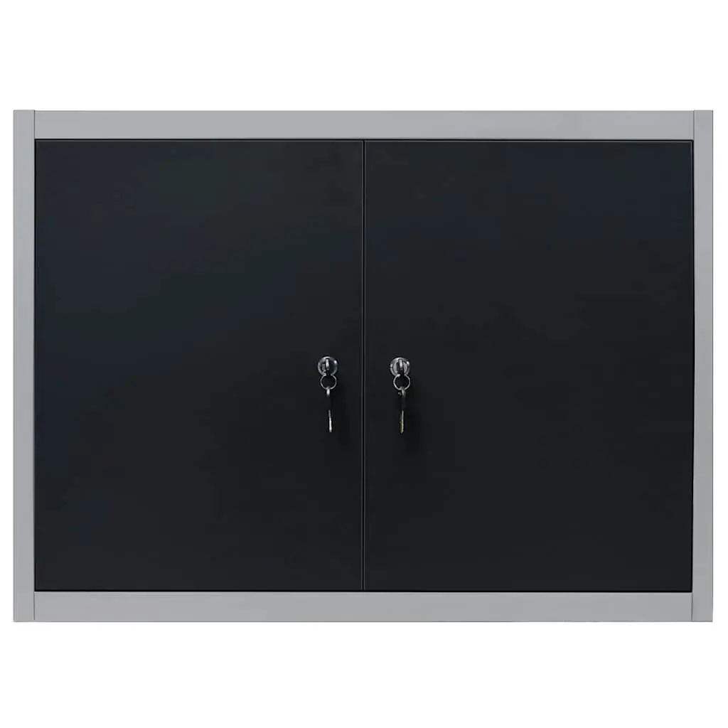 Wall Mounted Tool Cabinet Industrial Storage Metal Grey Black