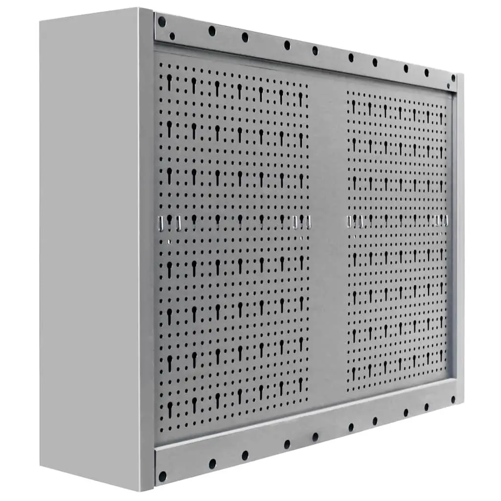 Wall Mounted Tool Cabinet Industrial Storage Metal Grey Black