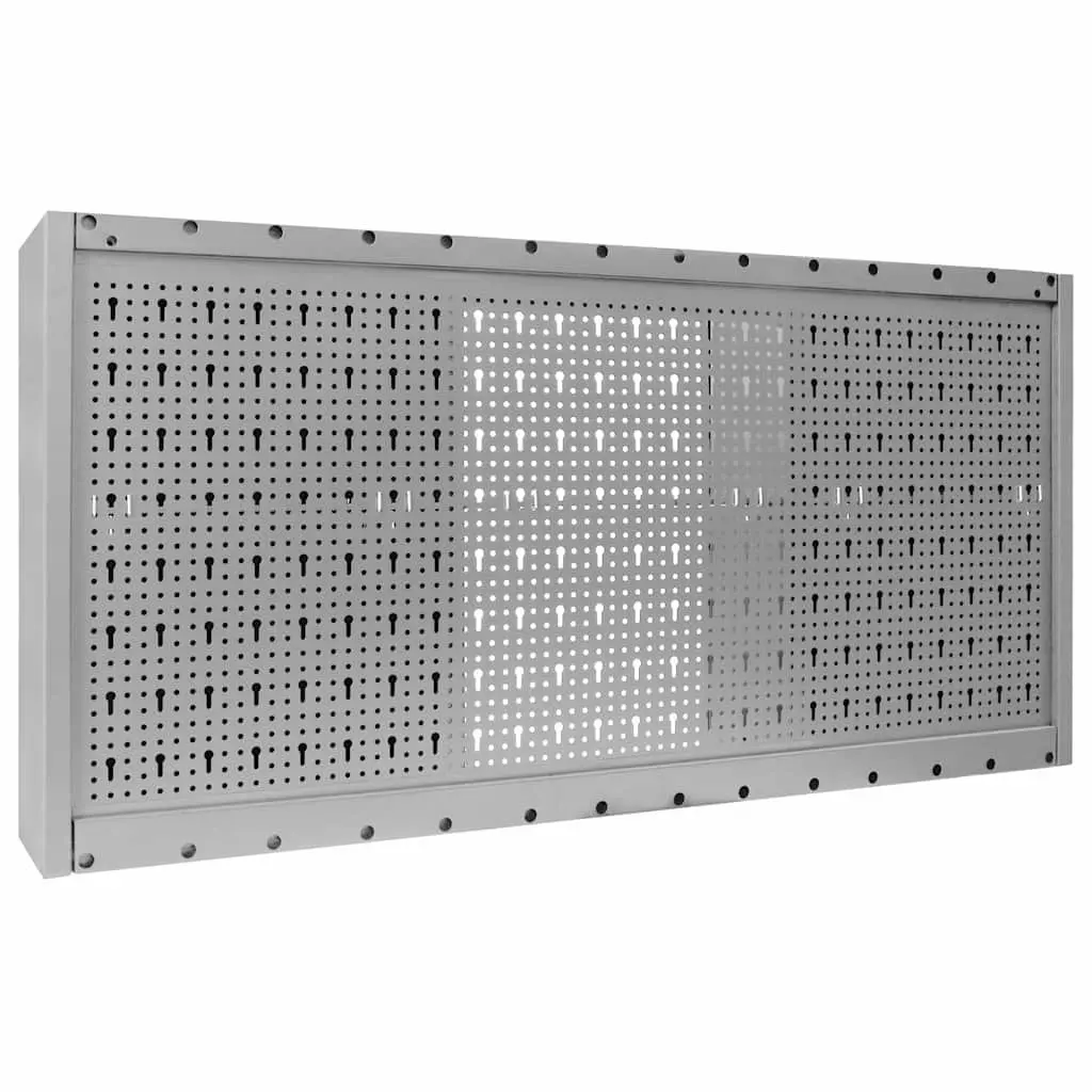 Wall Mounted Tool Cabinet Metal Storage Unit with Lockable Doors Three Adjustable Shelves Grey