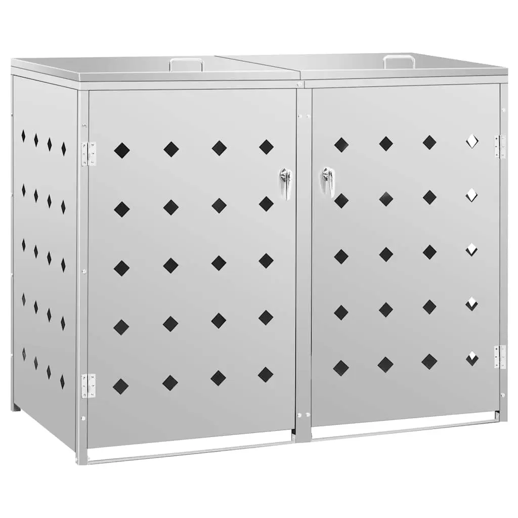 Double Wheelie Bin Shed Garbage Storage Enclosure 240L Stainless Steel Silver