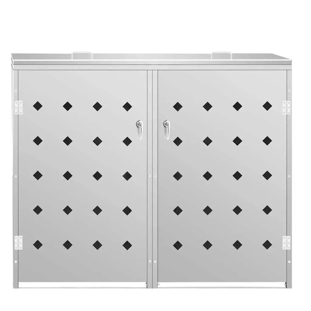 Double Wheelie Bin Shed Garbage Storage Enclosure 240L Stainless Steel Silver