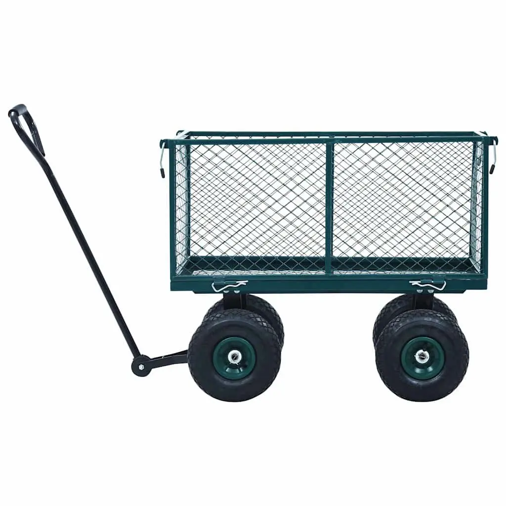 Heavy Duty Steel Cart Garden Trolley Green 350kg Load Capacity