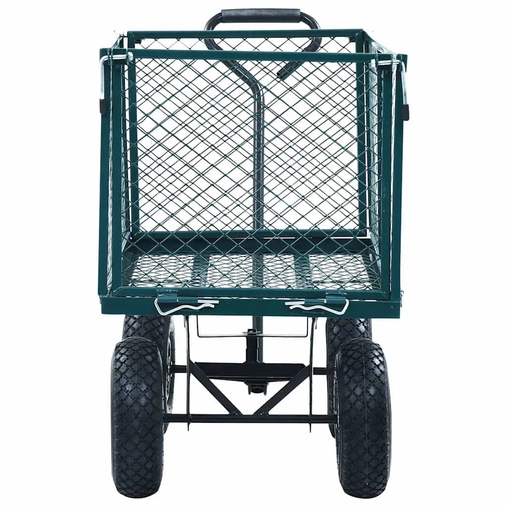 Heavy Duty Steel Cart Garden Trolley Green 350kg Load Capacity