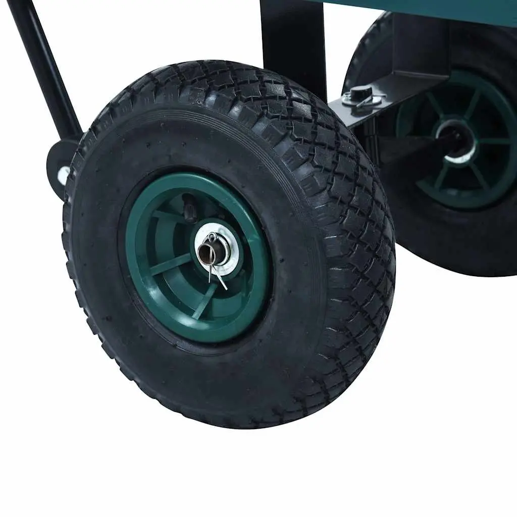 Heavy Duty Steel Cart Garden Trolley Green 350kg Load Capacity