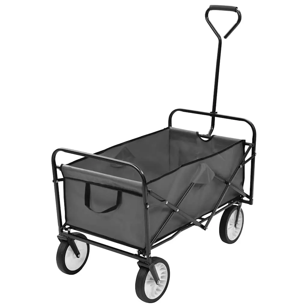 Folding Hand Trolley Garden Wagon Steel Frame 600D Oxford Fabric 75kg Capacity Green