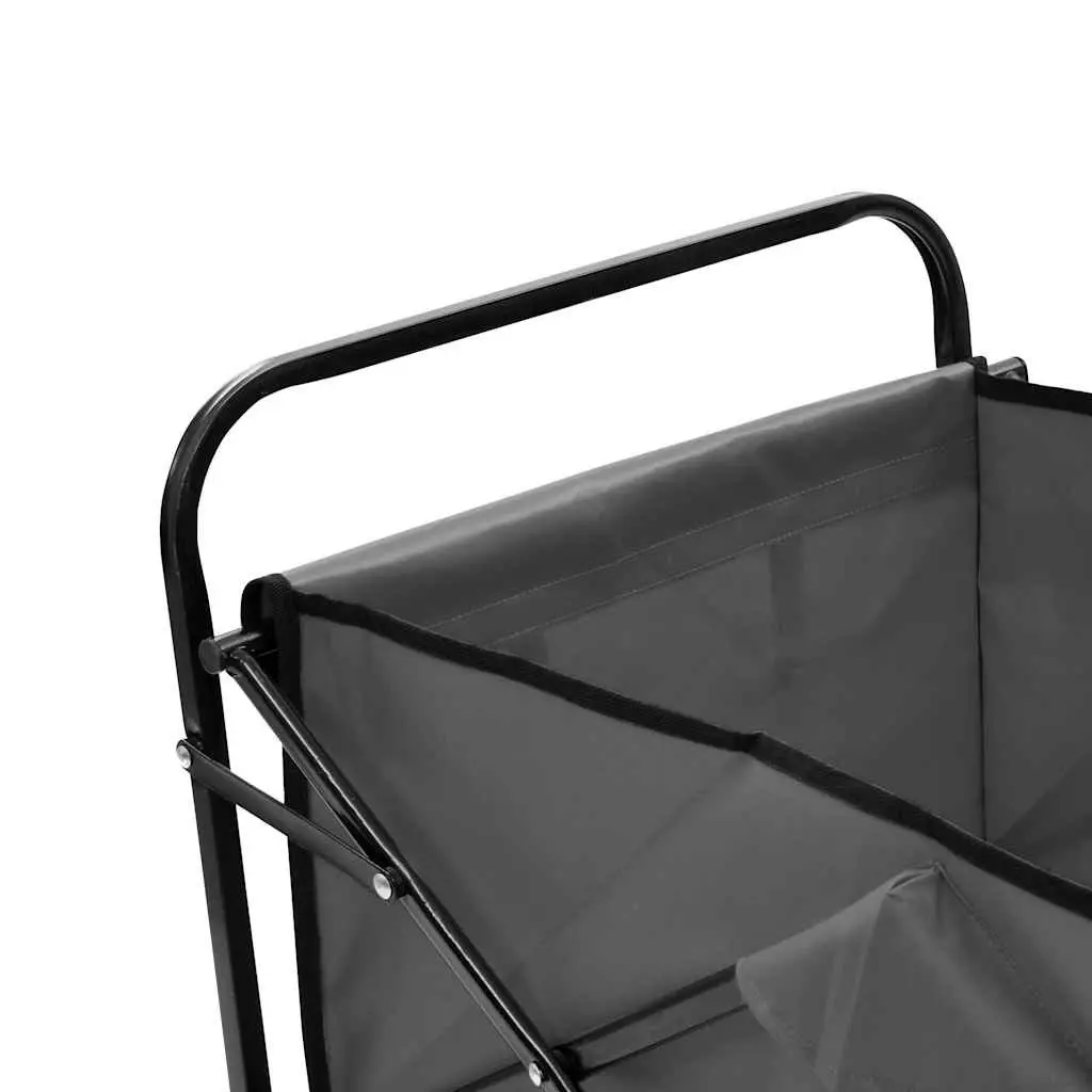 Folding Hand Trolley Garden Wagon Steel Frame 600D Oxford Fabric 75kg Capacity Green