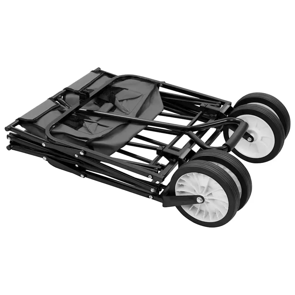 Folding Hand Trolley Garden Wagon Steel Frame 600D Oxford Fabric 75kg Capacity Green
