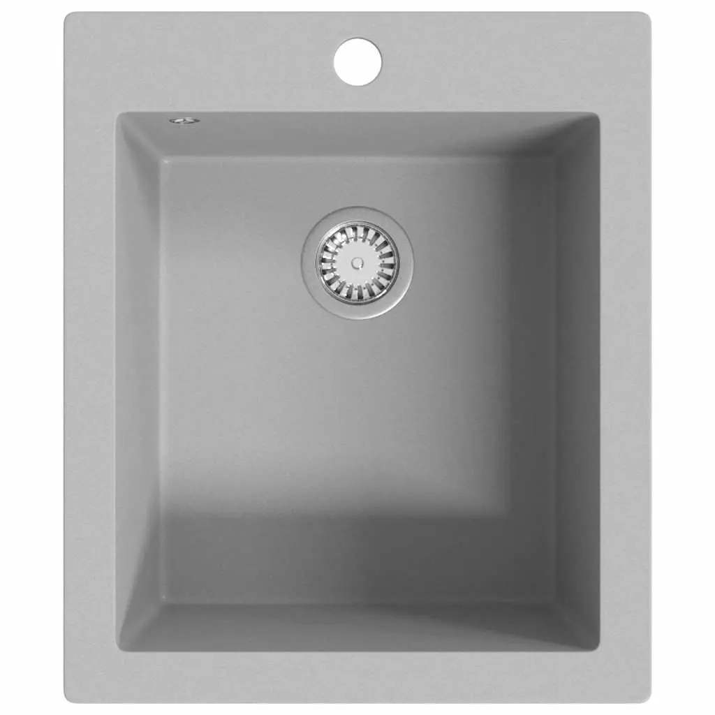 Kitchen Sink Single Basin Overmount Grey Extra Deep Granite Composite Fixture