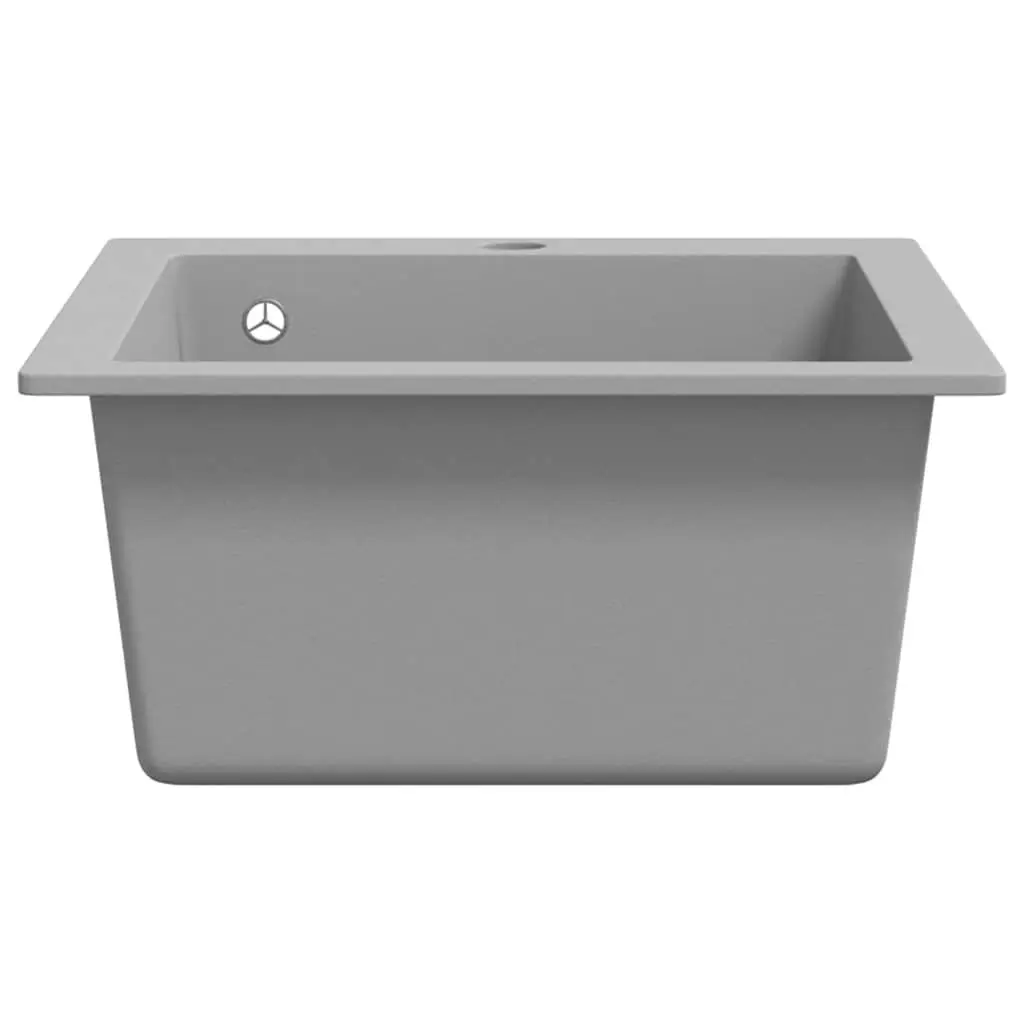 Kitchen Sink Single Basin Overmount Grey Extra Deep Granite Composite Fixture