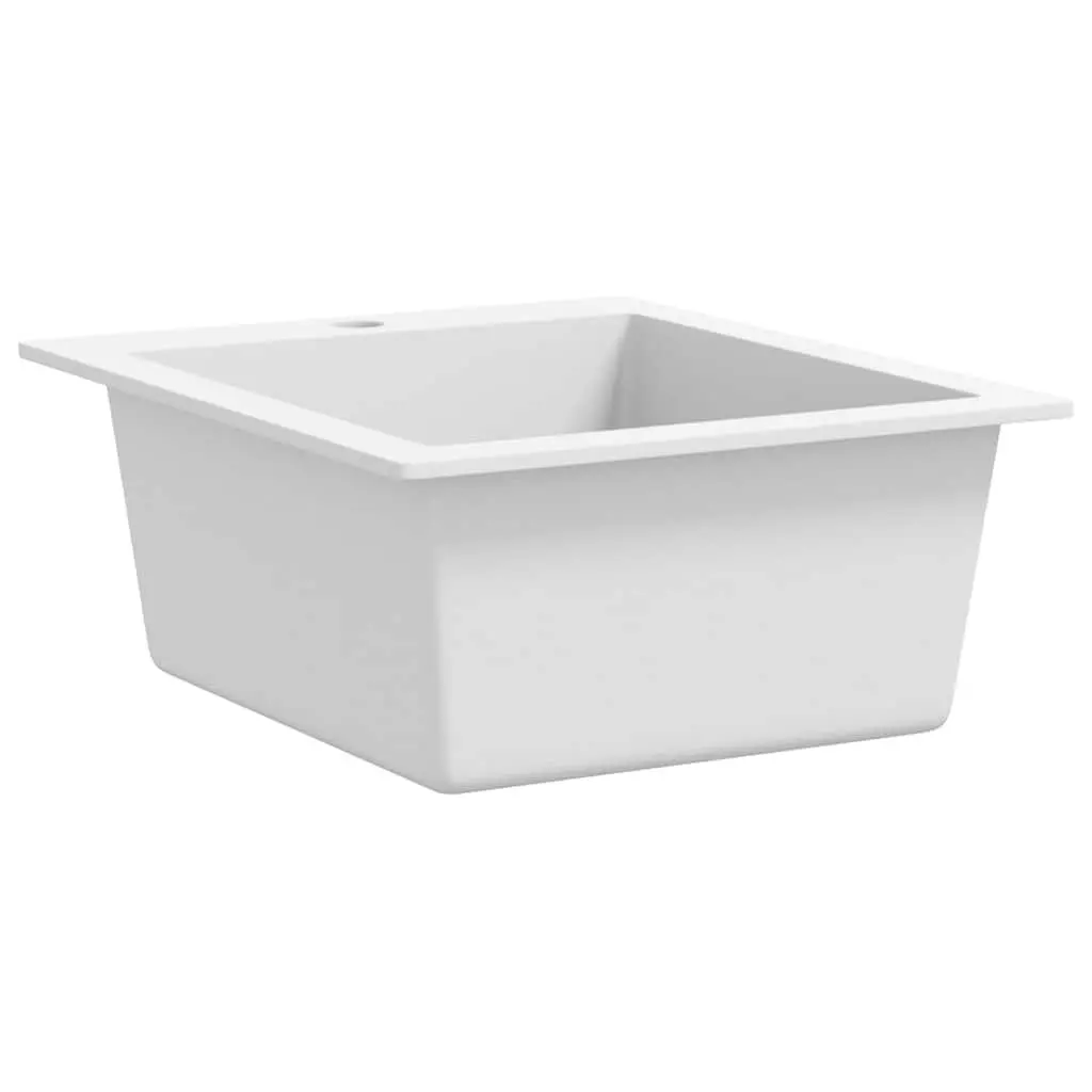 Overmount Kitchen Sink Single Basin White Granite Drainer Space Saver Reversible