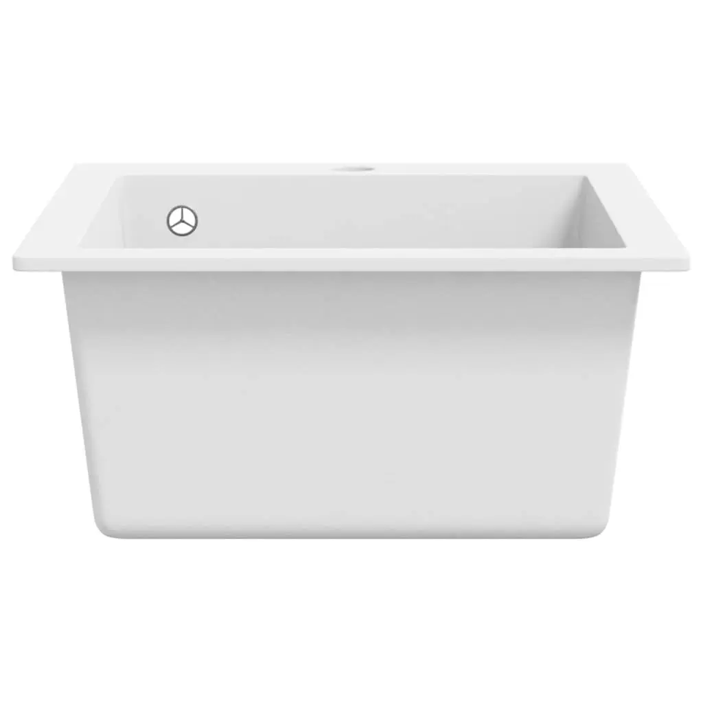 Overmount Kitchen Sink Single Basin White Granite Drainer Space Saver Reversible