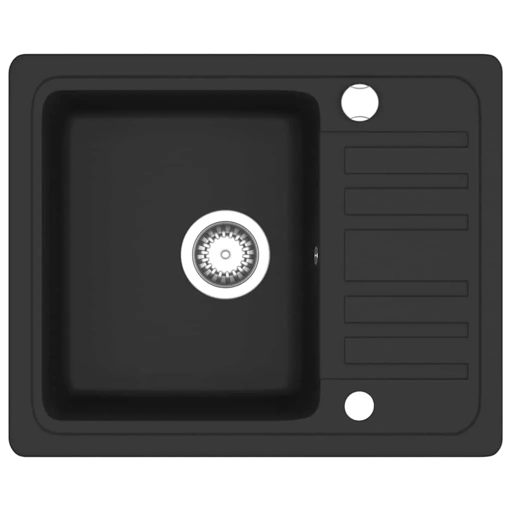 Black Granite Kitchen Sink with Drainer