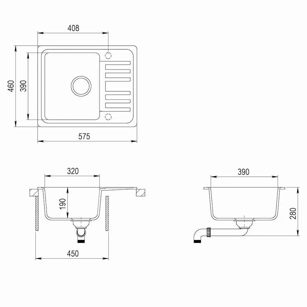 Black Granite Kitchen Sink with Drainer