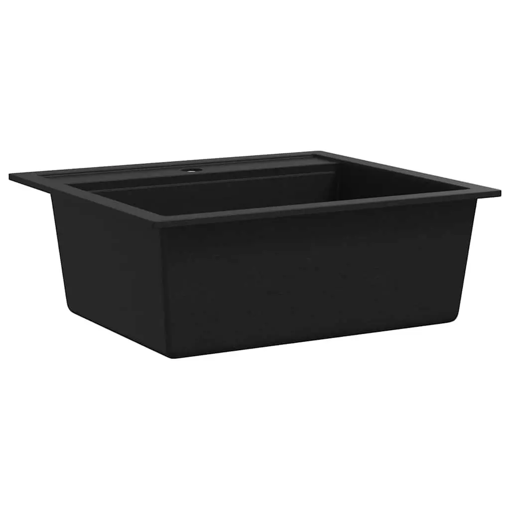 Kitchen Sink Single Basin Black Granite Drainer Reversible Space Saver