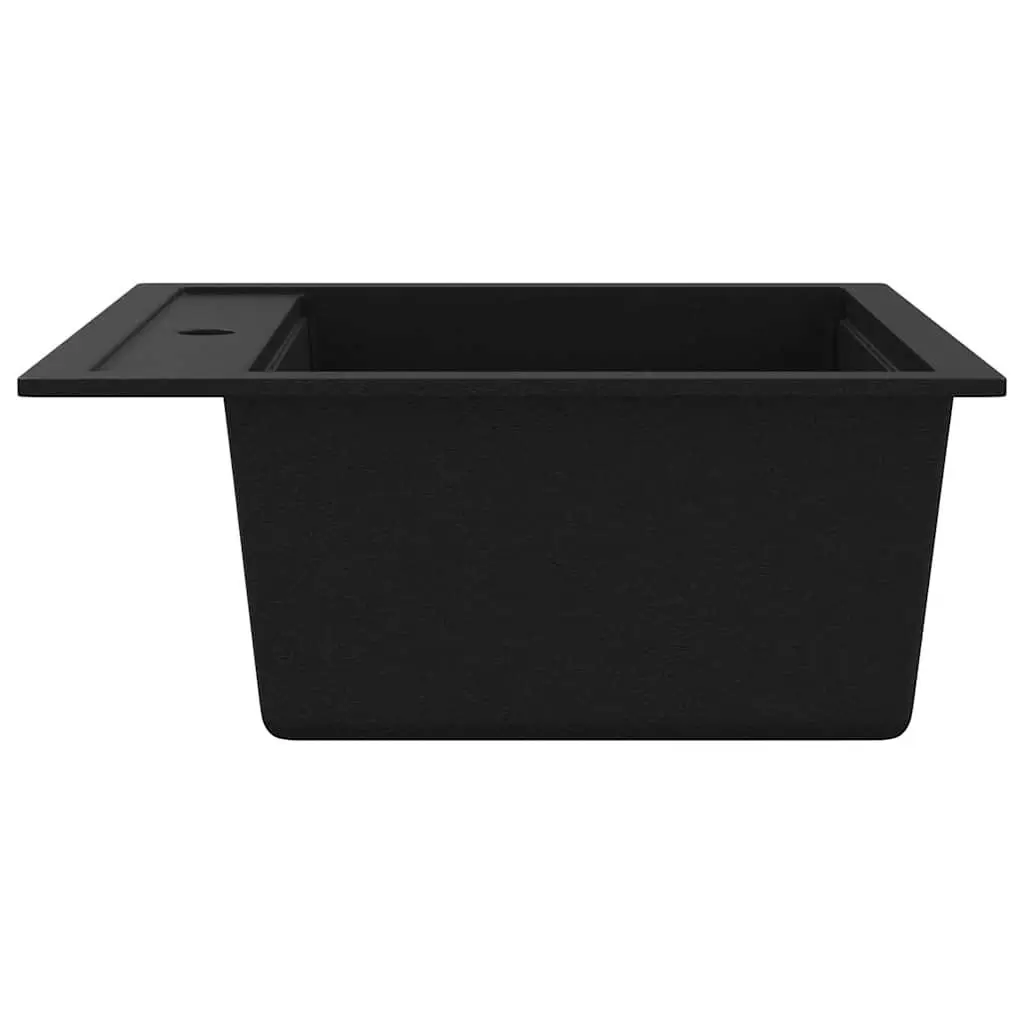 Kitchen Sink Single Basin Black Granite Drainer Reversible Space Saver