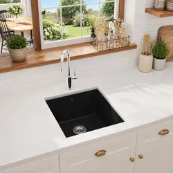 Granite Kitchen Sink Single Basin Black Extra Deep Undermount Installation Easy