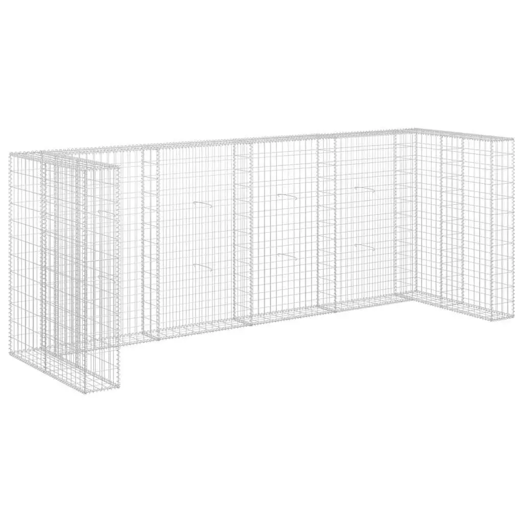 Gabion Wall Garbage Bin Enclosure 320x100x120 cm Silver Steel Mesh